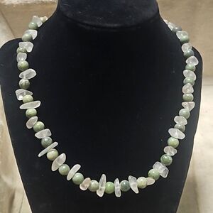 Handmade Rock Crystal Nephrite Fairy Mermaid Beaded Necklace